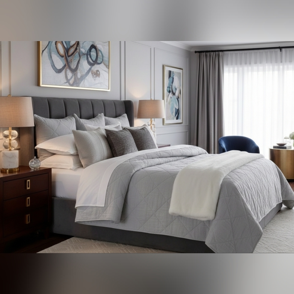 Hotel Collection Gray Quilted King Coverlet